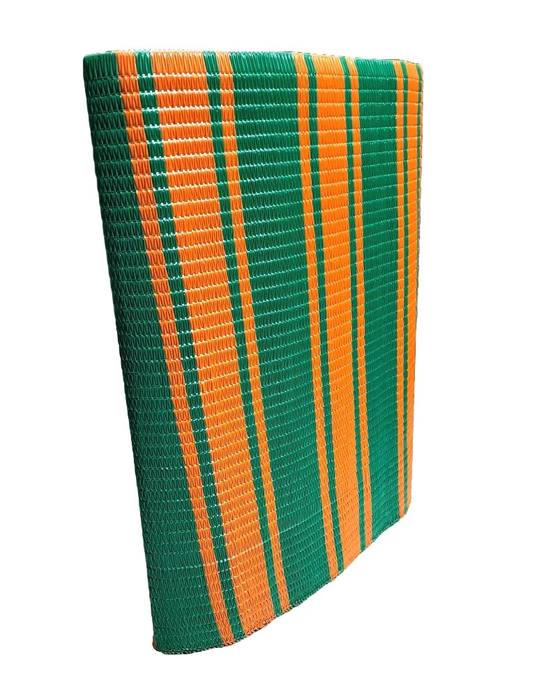 Buy MG Mats Plastic Chatai Mat, 6X6, Orange & Green, Rectangular